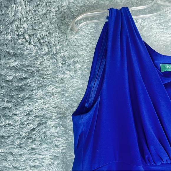 Ralph Lauren Blue Cowl Neck Sheath Midi Dress - Picture 8 of 8